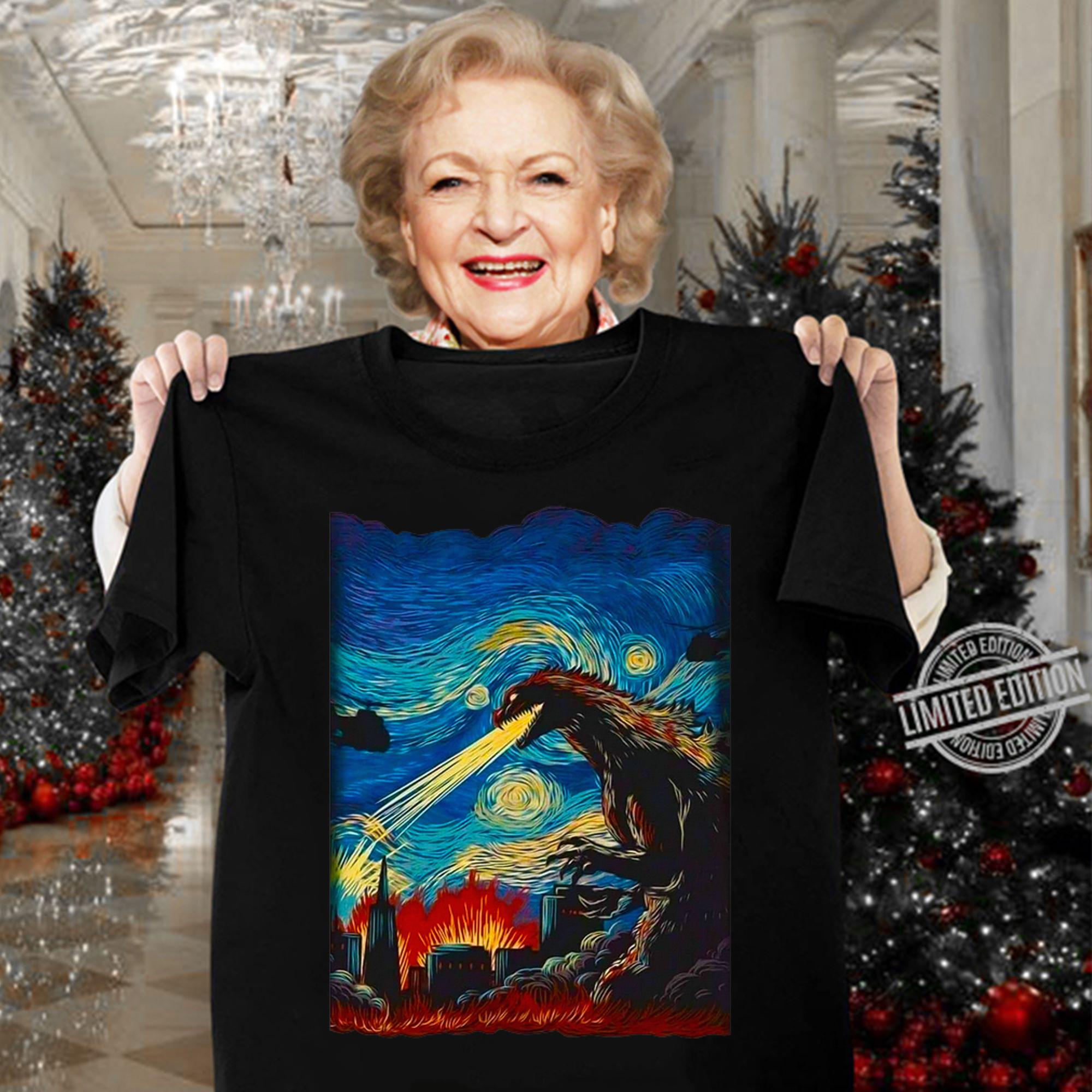 Van Gogh Godzilla Painting t-shirt woman shirt