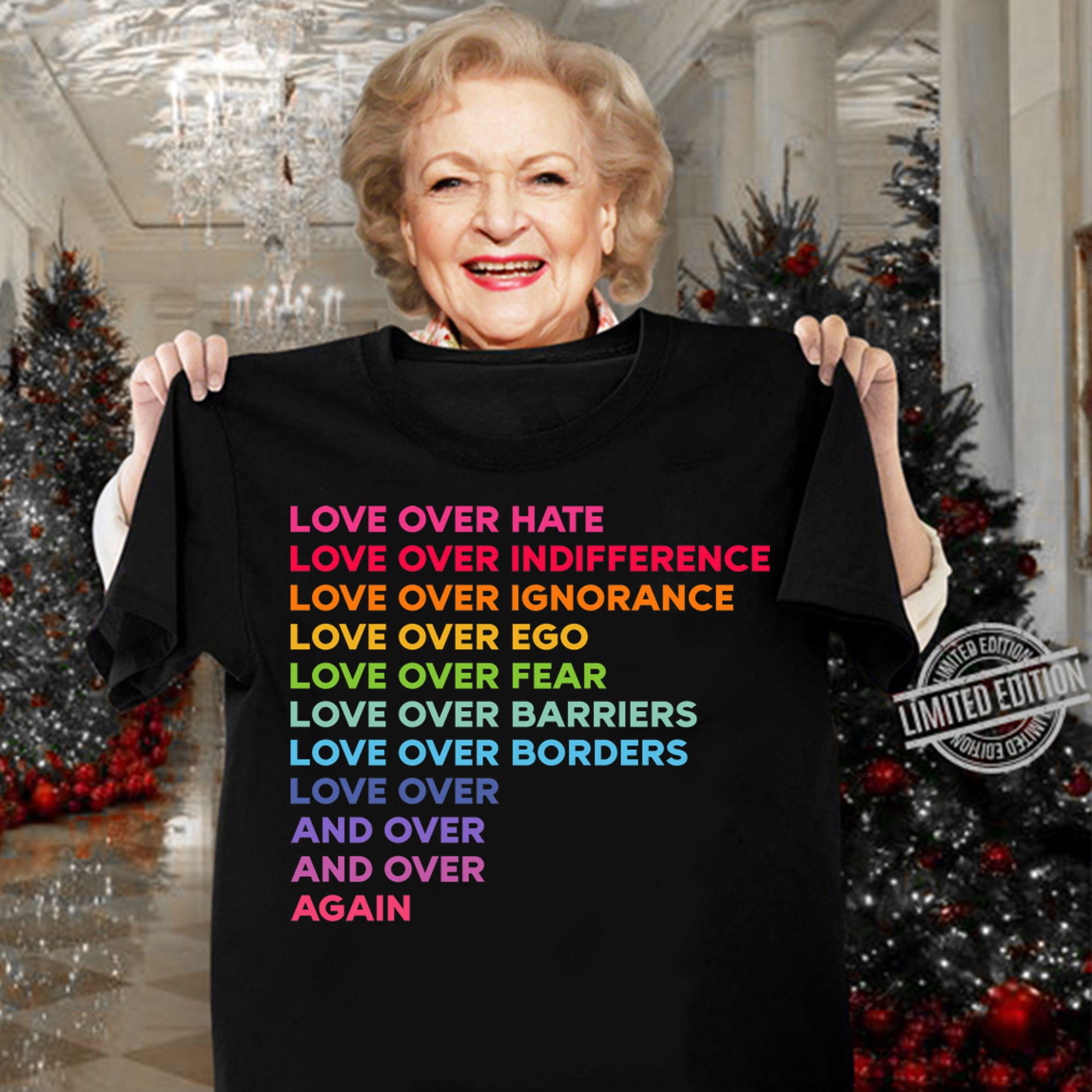 Awesome Love over hate love over indifference love over ignorance t-shirt woman shirt