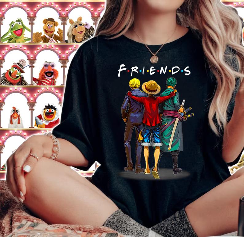 Friends Anime One Piece Characters t-shirt woman shirt