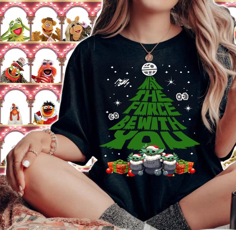 Baby Yoda May The Force Be With With You Christmas Tree t-shirt woman shirt