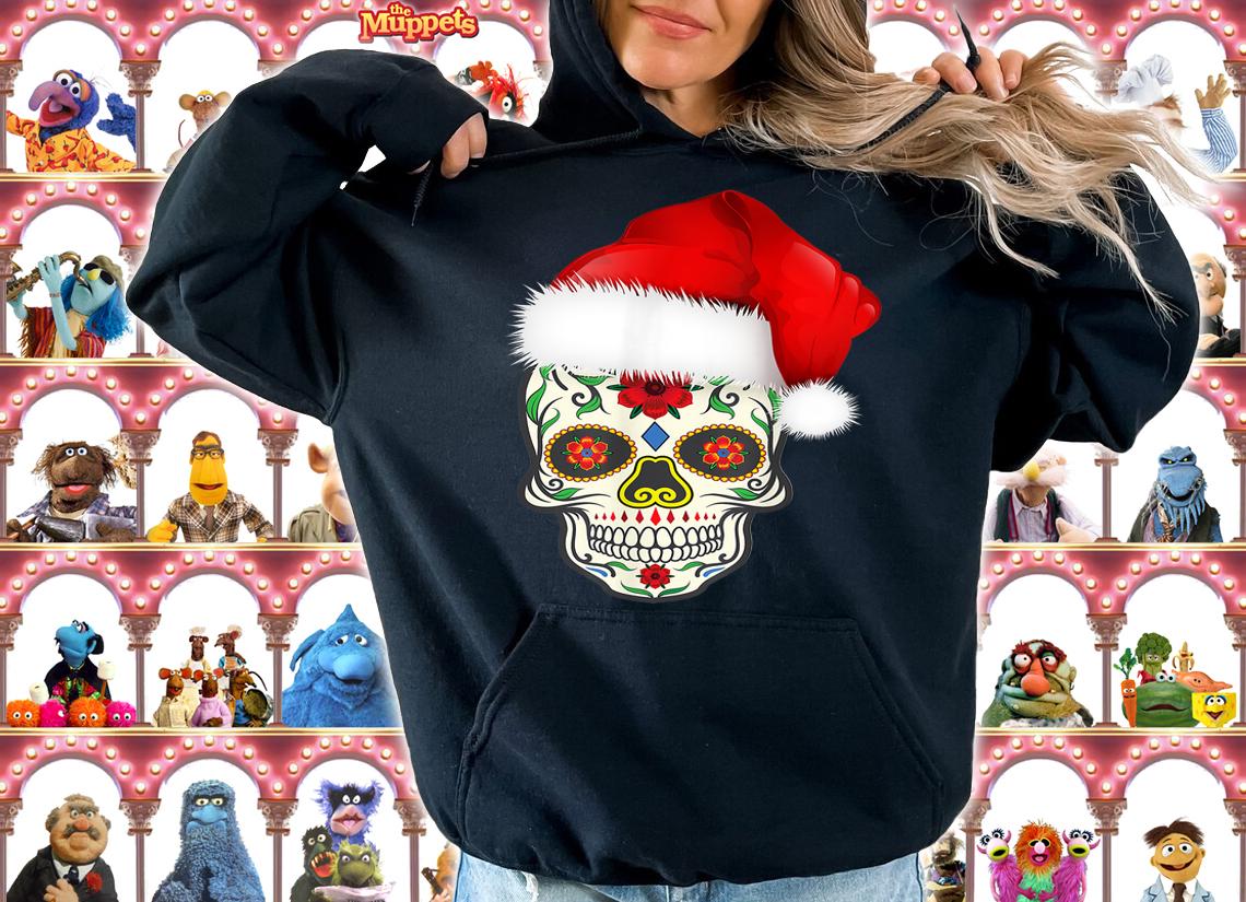 Day Of The Dead Christmas Santa Hat Sugar Skull Party t-shirt hoodie
