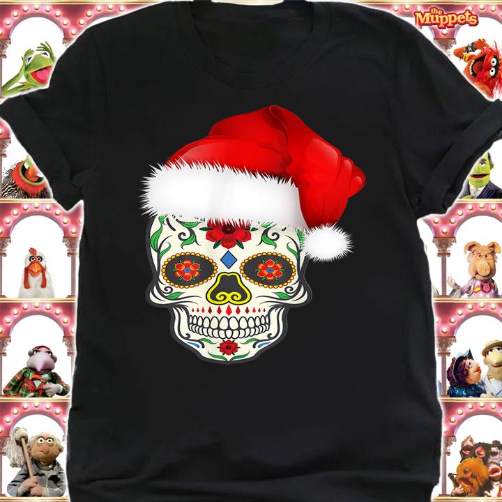Day Of The Dead Christmas Santa Hat Sugar Skull Party t-shirt shirt