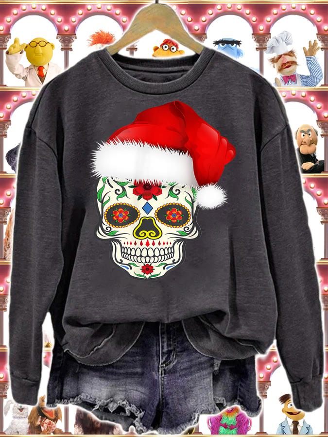 Day Of The Dead Christmas Santa Hat Sugar Skull Party t-shirt sweatshirt
