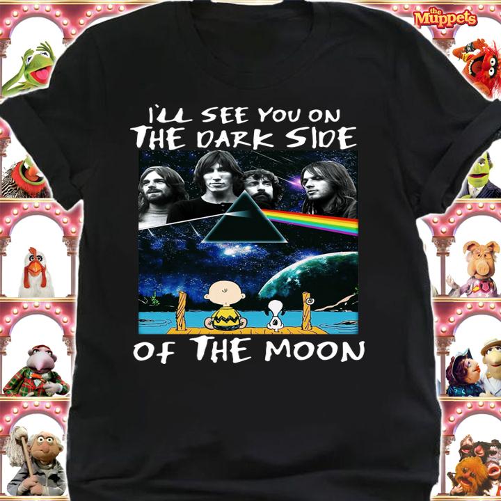 Pink Floyd Charlie Brown Snoopy Ill see You on the dark side Of the moon t-shirt shirt