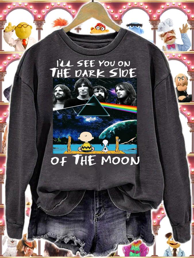 Pink Floyd Charlie Brown Snoopy Ill see You on the dark side Of the moon t-shirt sweatshirt