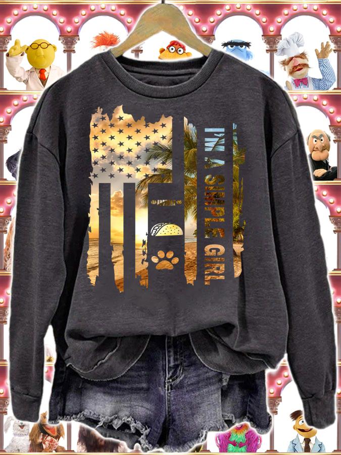I'm A Simple Girl Jeep Tacos Dogs American Flag t-shirt sweatshirt