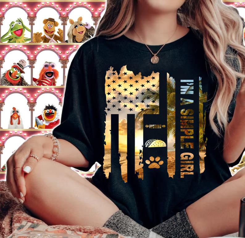 I'm A Simple Girl Jeep Tacos Dogs American Flag t-shirt woman shirt