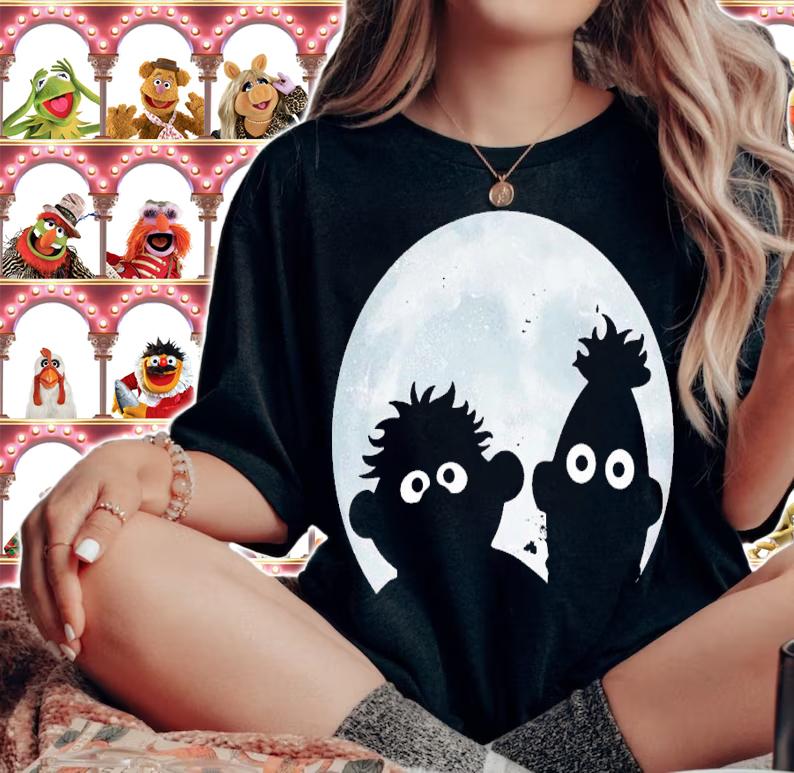 Ernie and Bert moon t-shirt woman shirt
