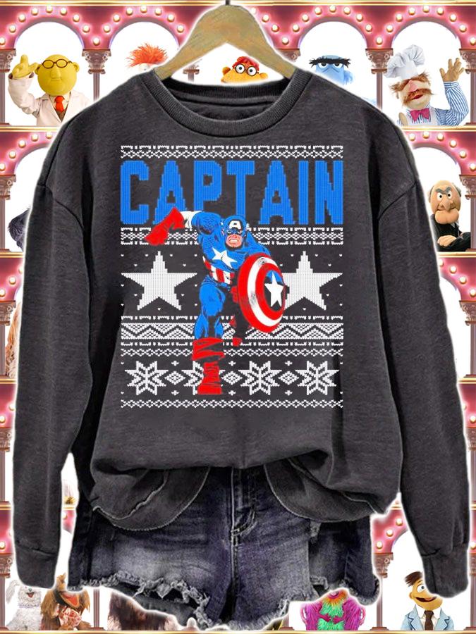 Captain America Stars Ugly Christmas Sweater Shirt t-shirt sweatshirt