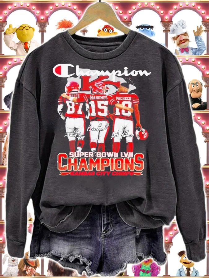 Champion Super Bowl LVII Champions Kansas City Chiefs shirt t-shirt sweatshirt