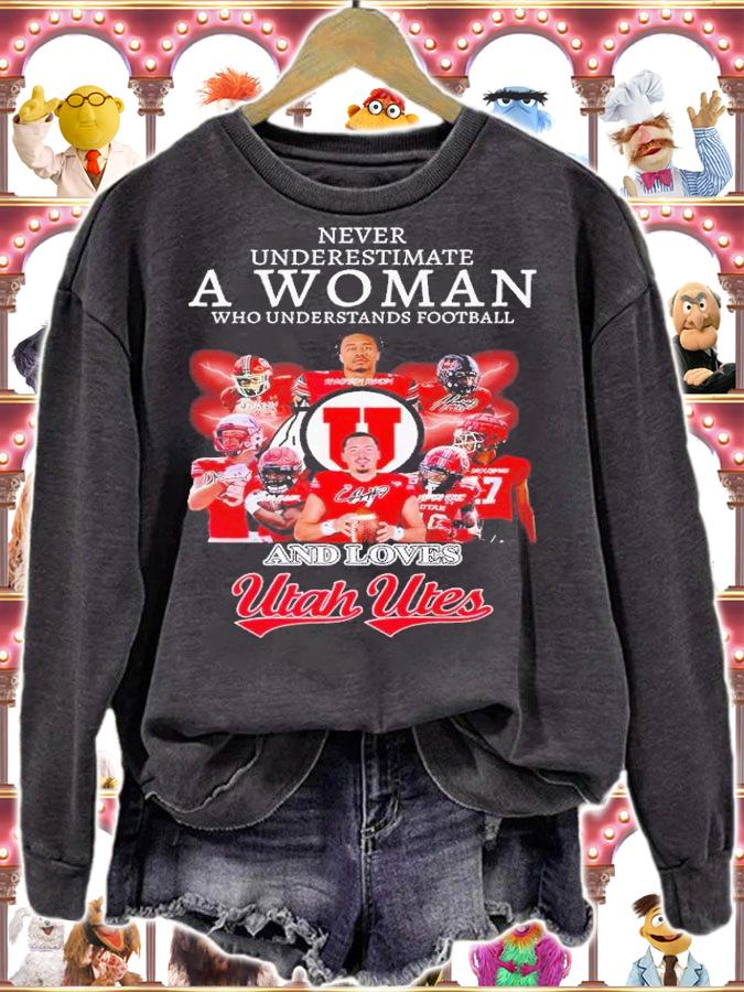 Never underestimate a woman who understands football and loves Utah Utes signatures shirt t-shirt