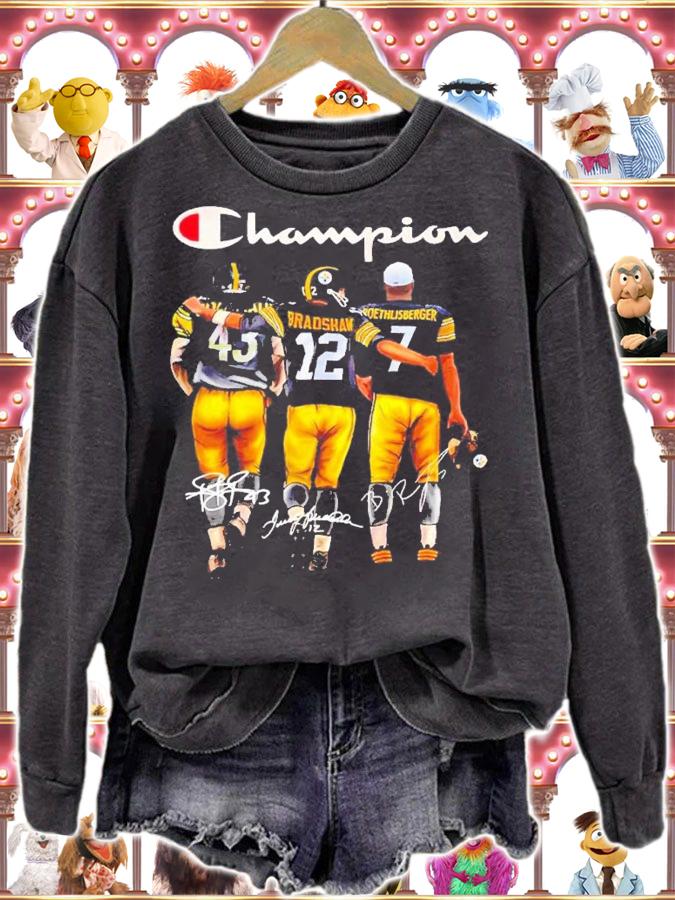 Champion Troy Polamalu Terry Bradshaw Ben Roethlisberger shirt t-shirt