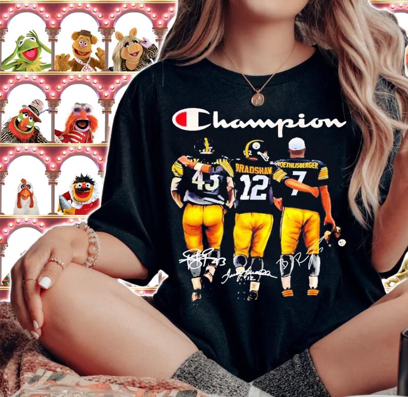 Champion Troy Polamalu Terry Bradshaw Ben Roethlisberger shirt t-shirt