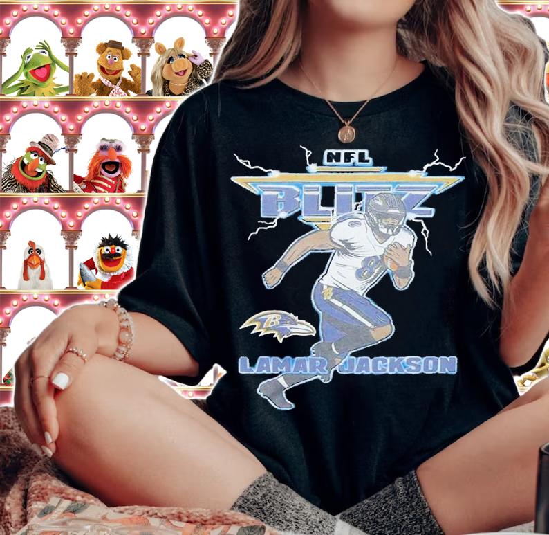 NFL Blitz Ravens Lamar Jackson shirt t-shirt woman shirt