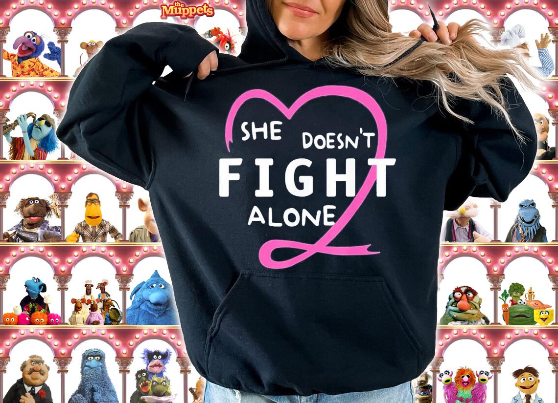 She Doesn't Fight Alone Breast Cancer Awareness Support T-Shirt t-shirt