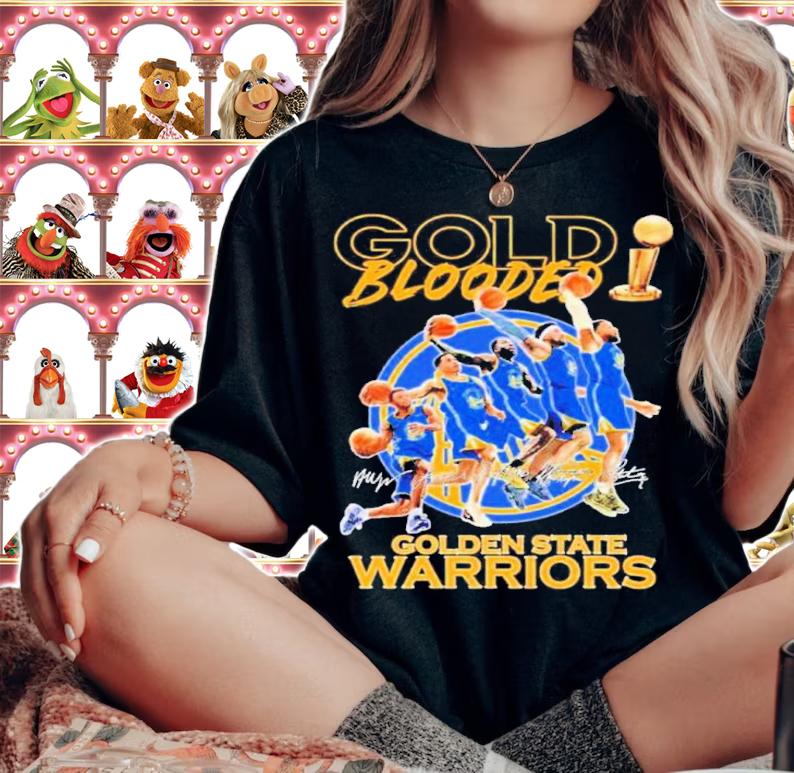 Gold Blooded Golden State Basketball Team Dunk 2022 NBA Finals Champions Signatures Shirt t-shirt