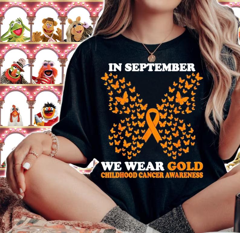 In September We Wear Gold Childhood Cancer Awareness T-Shirt t-shirt woman shirt