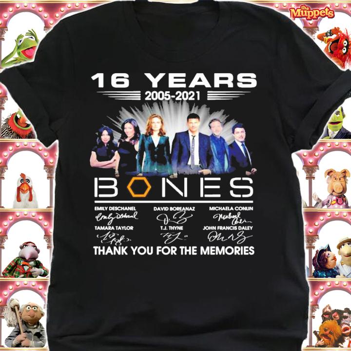 16 years 2005-2021 Bones signatures shirt t-shirt