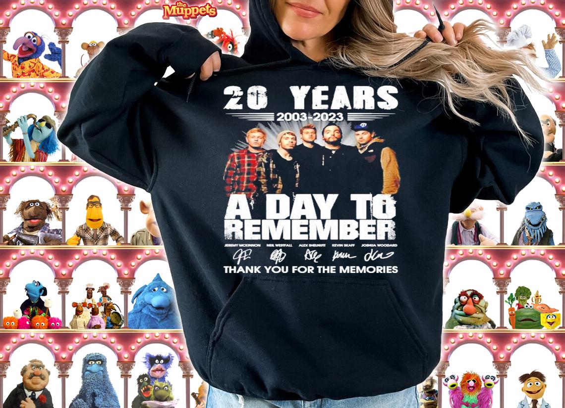20 Years 2003-2023 A Day To Remember Signatures Thank You For The Memories Shirt t-shirt