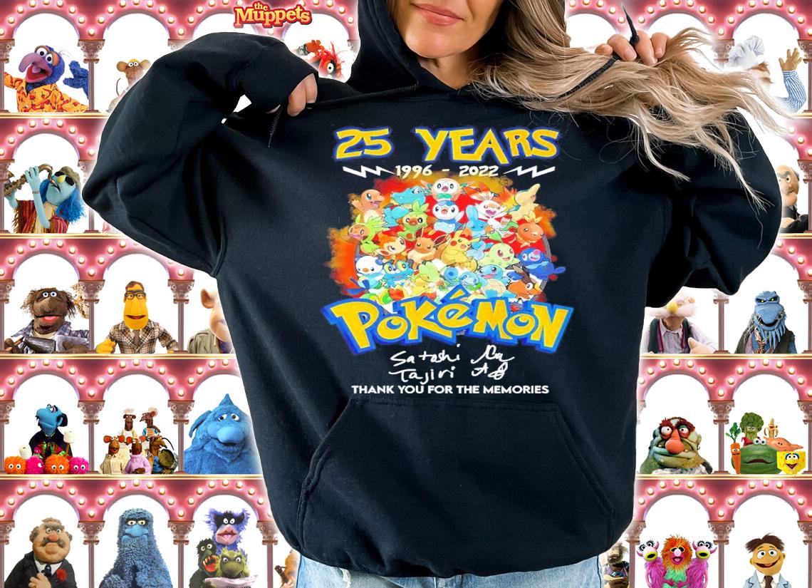 25 Years 1996-2022 Pokemon Signatures Thank You For The Memories Shirt t-shirt