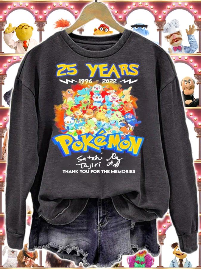 25 Years 1996-2022 Pokemon Signatures Thank You For The Memories Shirt t-shirt