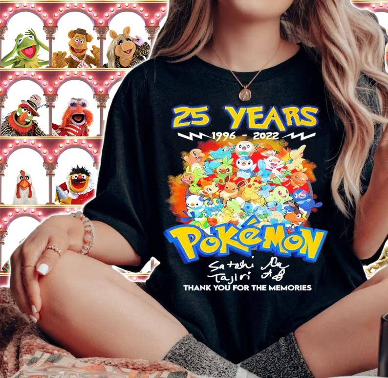 25 Years 1996-2022 Pokemon Signatures Thank You For The Memories Shirt t-shirt