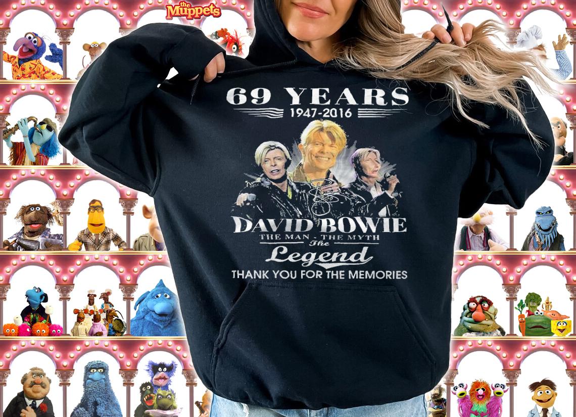 69 years 1947-2016 david bowie the man the myth the legend thank you for the memories shirt t-shirt hoodie