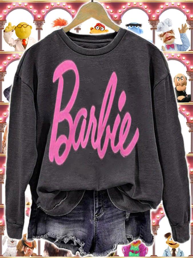 Barbie Classic Pink Logo Raglan Baseball t-shirt sweatshirt
