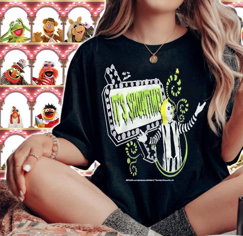 Beetlejuice Its Showtime Neon Banner Poster t-shirt