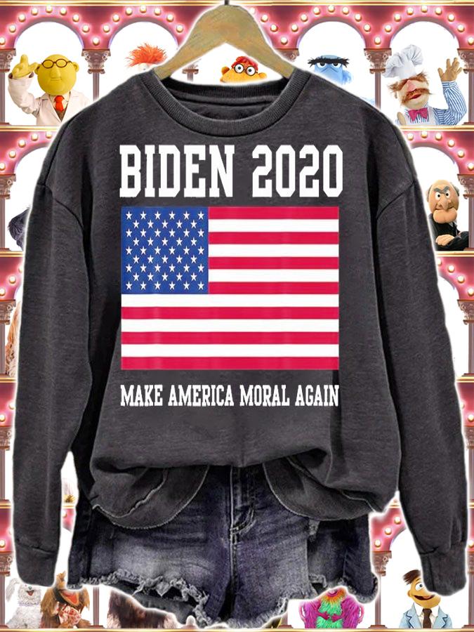 Biden 2020 Make America Moral Again USA Flag T-Shirt t-shirt