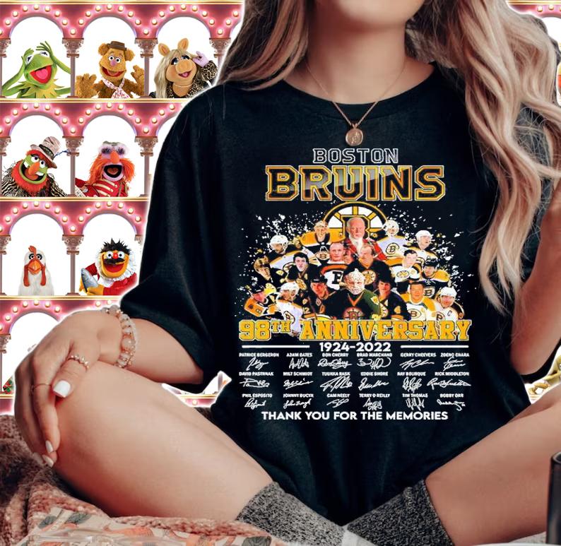 Boston Bruins 98th Anniversary 1924-2022 Signatures Thank You For The Memories Shirt t-shirt woman shirt