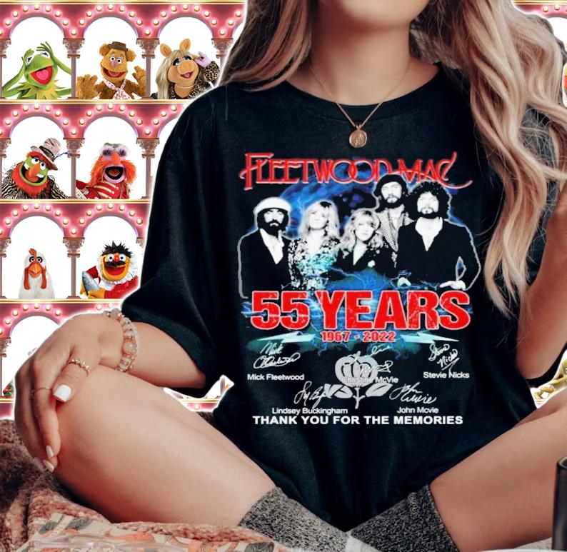 Fleetwood Mac Rock Band 55 Years 1967-2022 Signatures Thank You For The Memories Shirt t-shirt woman shirt