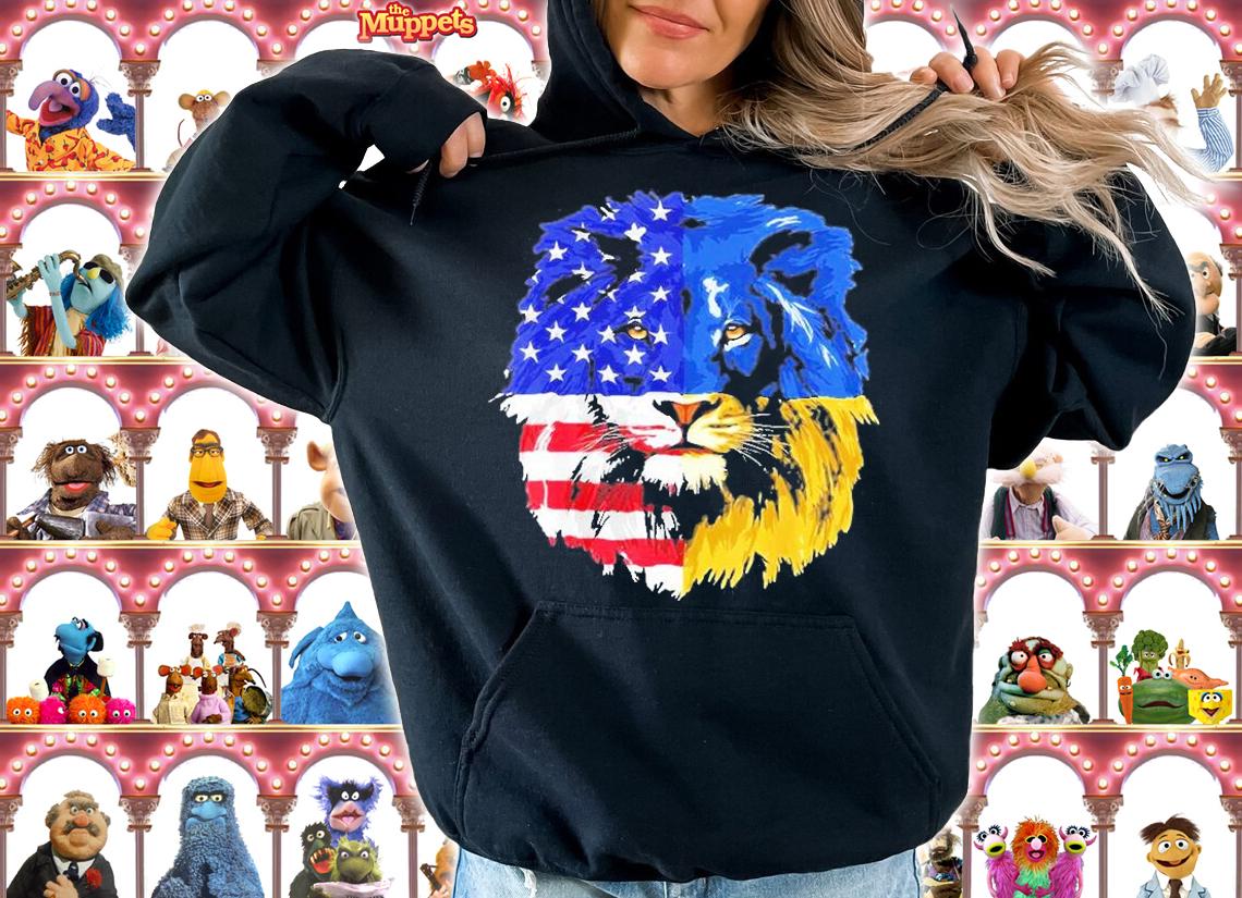 Lions American And Ukraine Flag T-Shirt t-shirt