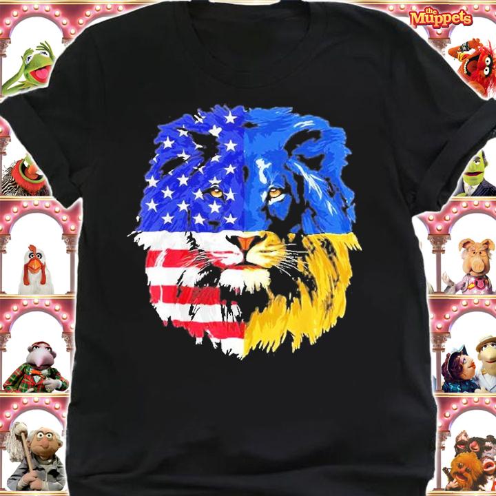 Lions American And Ukraine Flag T-Shirt t-shirt