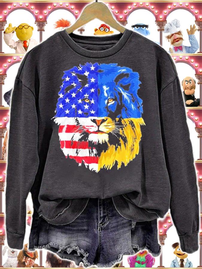Lions American And Ukraine Flag T-Shirt t-shirt