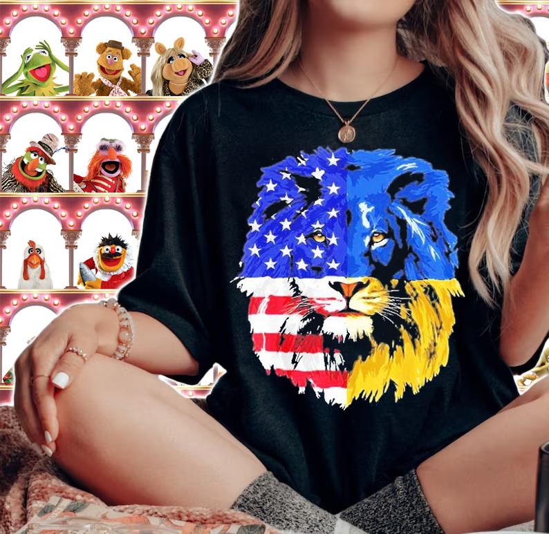 Lions American And Ukraine Flag T-Shirt t-shirt