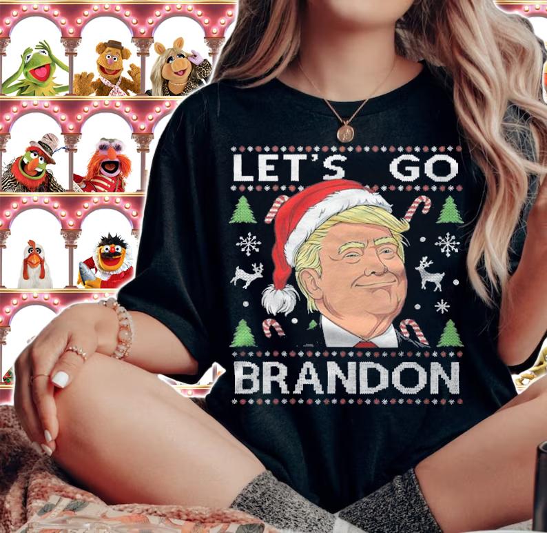 New Design funny Let's Go Brandon Trump Ugly Christmas T-Shirt t-shirt woman shirt