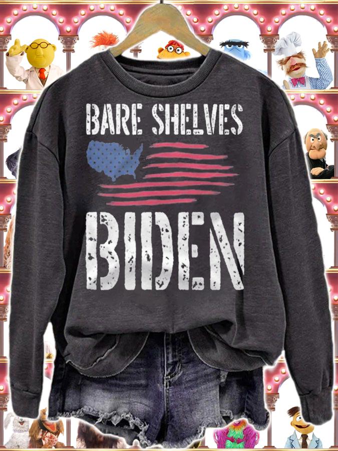 F Joe Biden funny Political Gifts Bare Shelves Biden USA Flag T-Shirt t-shirt