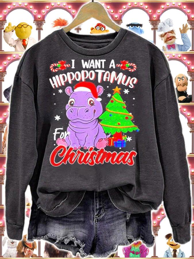 I Want A Hippopotamus For Christmas Hippo Pajamas Shirt t-shirt