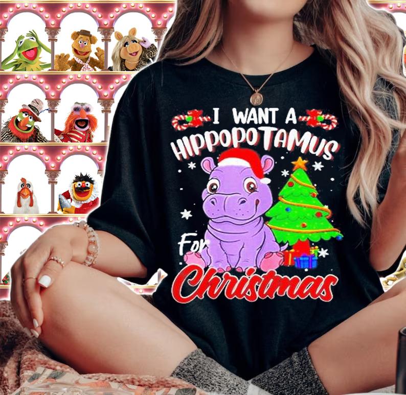 I Want A Hippopotamus For Christmas Hippo Pajamas Shirt t-shirt
