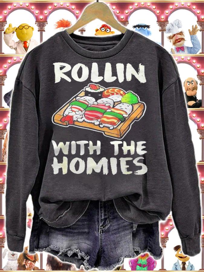 Sushi Cute Japanese Kawaii Rolling With The Homies Shirt t-shirt sweatshirt