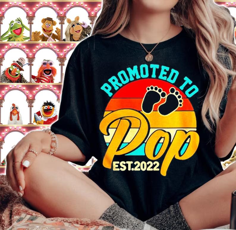 Promoted To Pop Est 2022 Fathers Day New Grandpa Vintage T-Shirt t-shirt