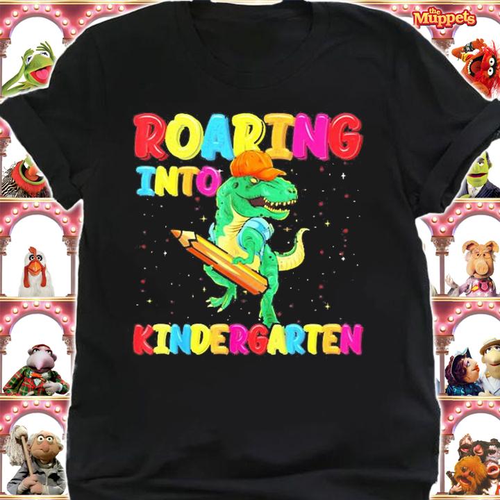 Roaring Into Kindergarten Dinosaur Back To School Boys T-Shirt t-shirt shirt