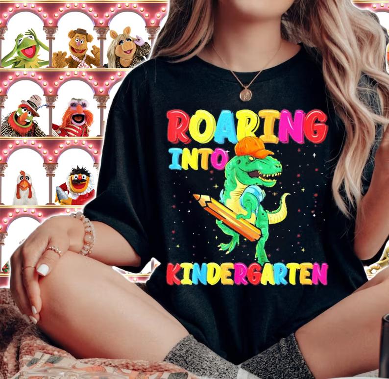 Roaring Into Kindergarten Dinosaur Back To School Boys T-Shirt t-shirt woman shirt