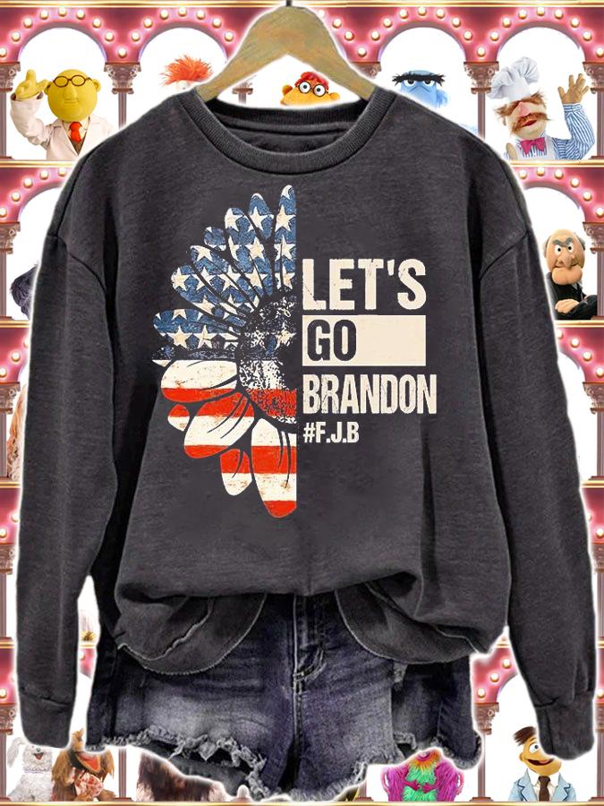 Let's Go Brandon Sunflower Conservative Anti Biden Liberal US Flag Vintage T-Shirt t-shirt