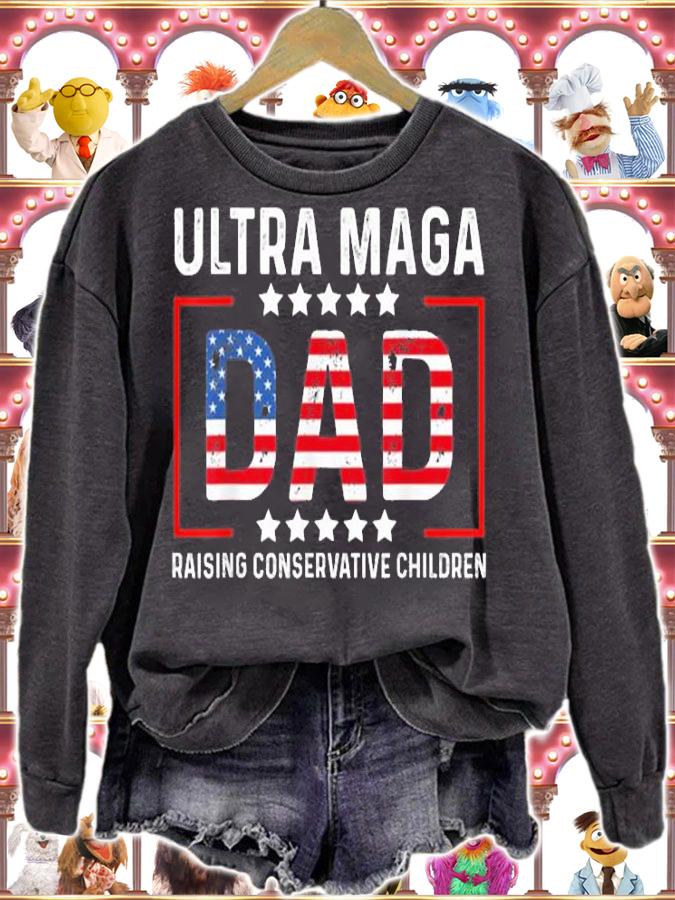 Ultra Maga Dad Raising Conservative Children USA Flag T-Shirt t-shirt