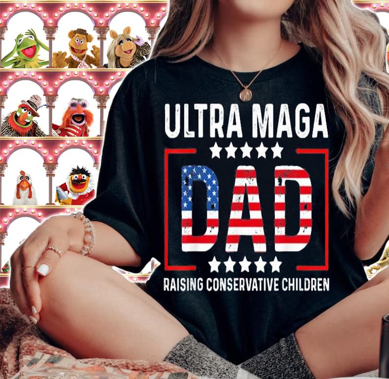 Ultra Maga Dad Raising Conservative Children USA Flag T-Shirt t-shirt