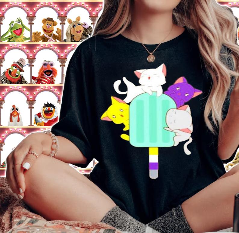 Nonbinary Pride Pan Cat Kawaii Lgbtq Non-Binary Pride Flag Pullover T-Shirt t-shirt woman shirt