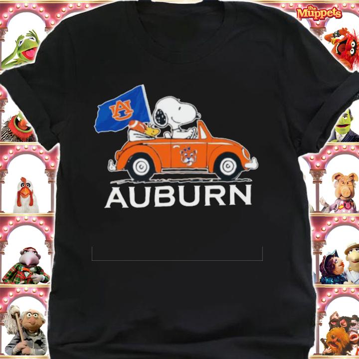 Snoopy And Woodstock Driving Car Auburn Tigers Flag t-shirt shirt