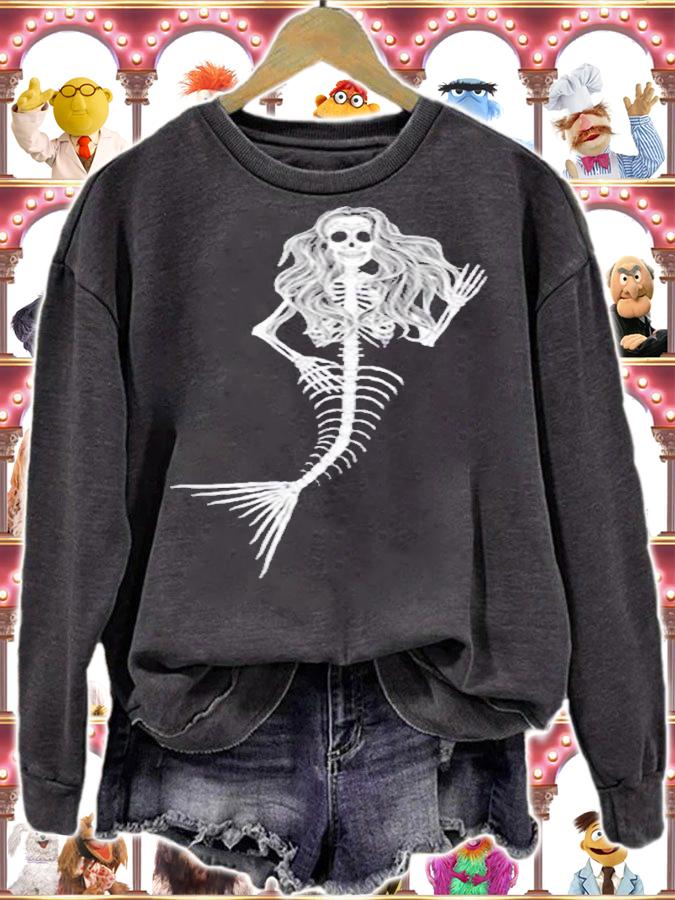 Mermaid Sugar Skull Skeleton Graphic T-Shirt sweatshirt